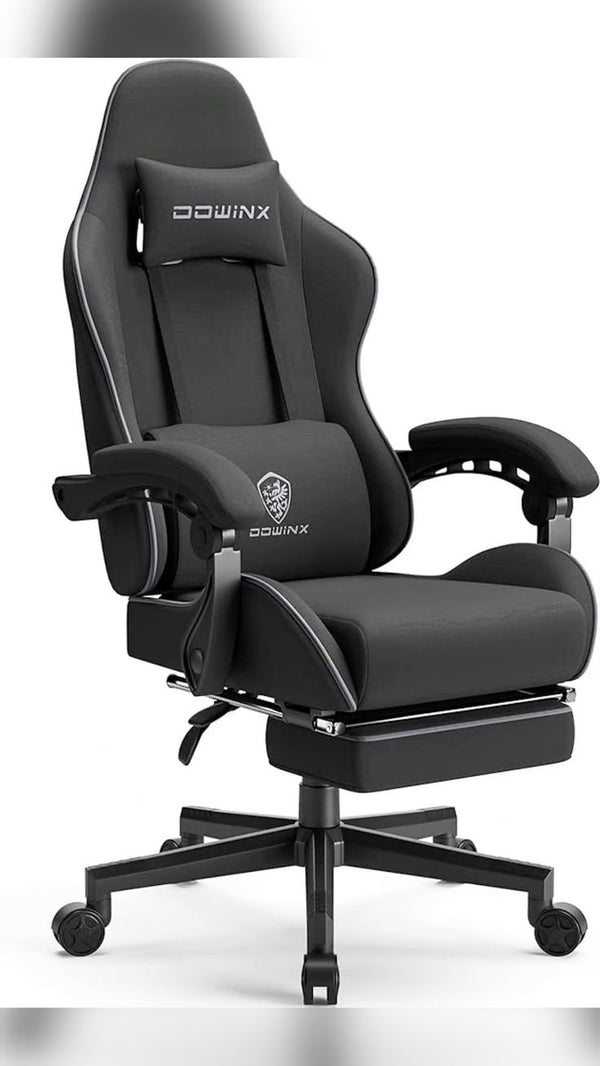 Fabric Gaming Chair, Ergonomic Computer Chair with Footrest Headrest