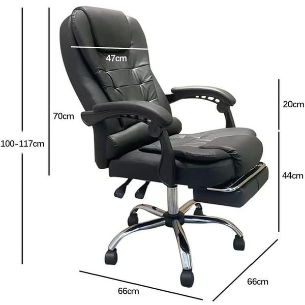 Office Massage Chair with Swivel, Footrest and Lumbar Support - Black