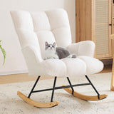 Teddy Rocking White Chair for Nursery, Comfy Rocking Armchair with High Backrest