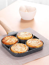 4-Hole Non-Stick Fry Pan - Perfect for Eggs, Pancakes, Burgers