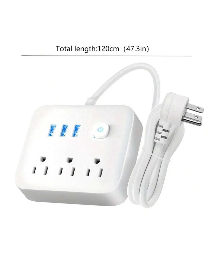 1pc Desktop Power Strip With 3 Outlets