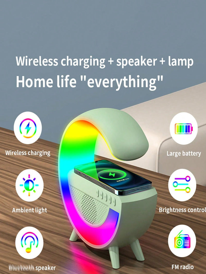 Wireless Charger Digital Clock Atmosphere Lamp, 3 In 1