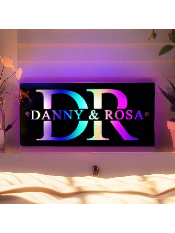 1pc Custom Name Mirror LED Light, Personalized Light Up Mirror Signs