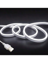 1pc 5v Usb Led Neon Light Strip, White Color With Button Switch