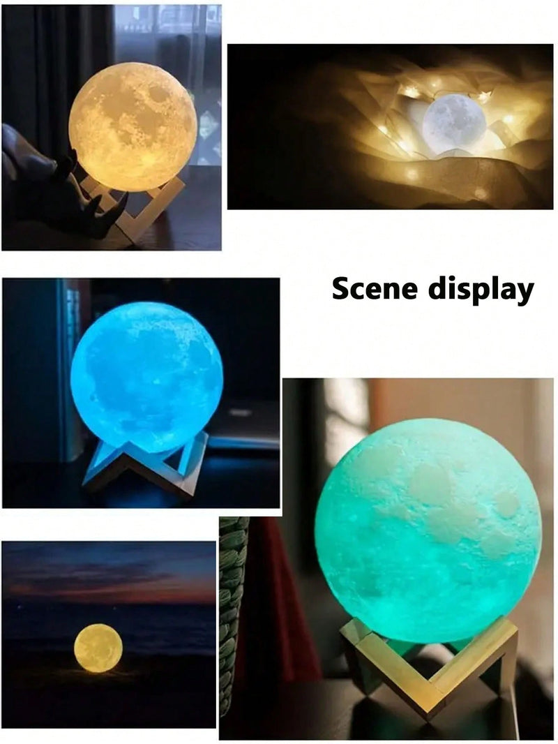 3d Moon Lamp With Remote Control, 16-Color Changing Starry Sky